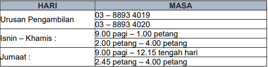 cntact pengambilan