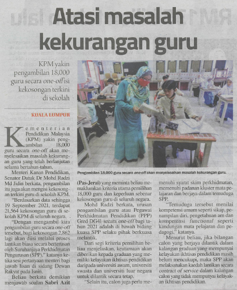 Sinar Harian Atasi Masalah Kekurang Guru