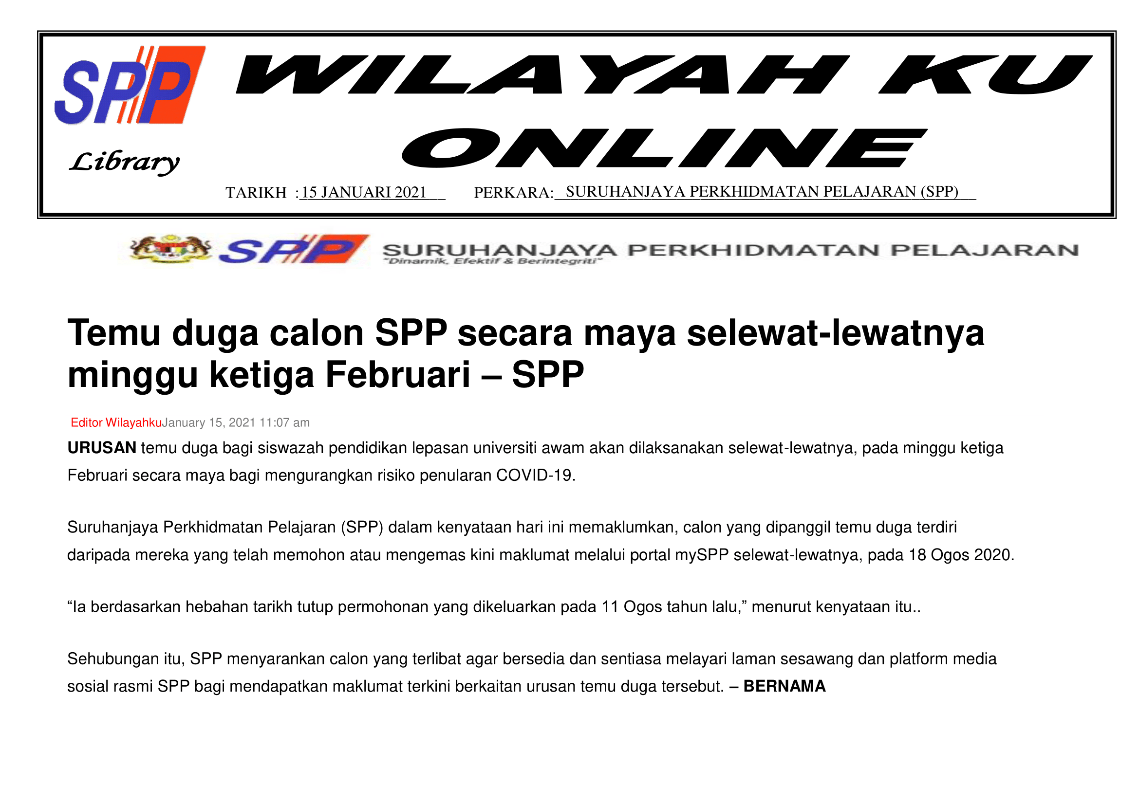 BERITA HARIAN 11 MAC 2021
